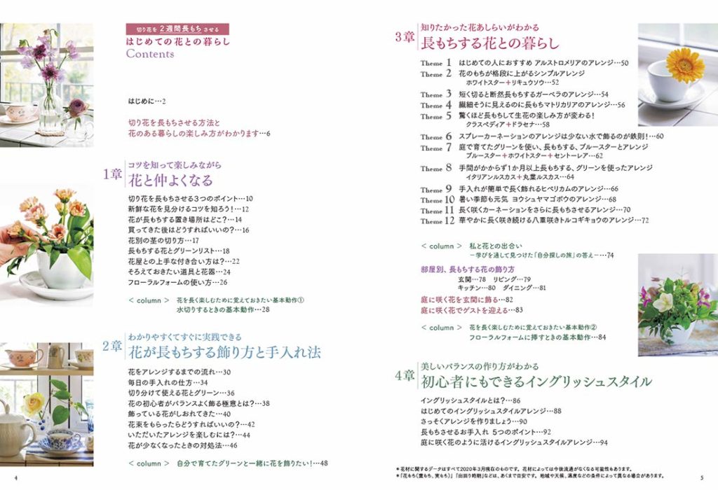 切り花を2週間長持ちさせるはじめての花との暮らし 目次