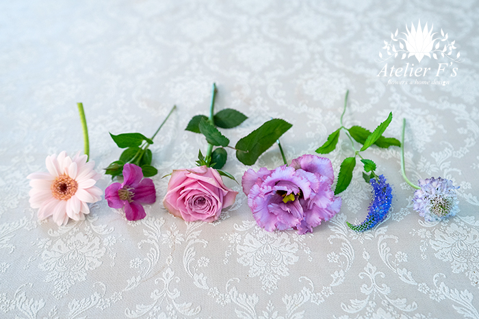 オーバルアレンジの使用花材