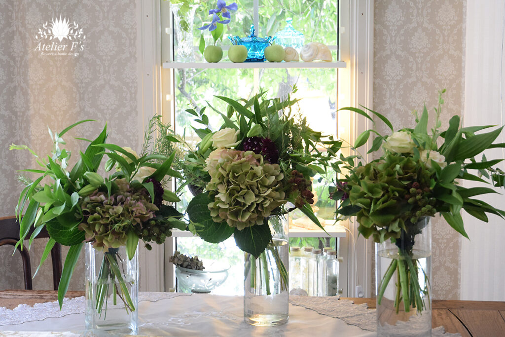 夏の花でハンドタイドブーケレッスン